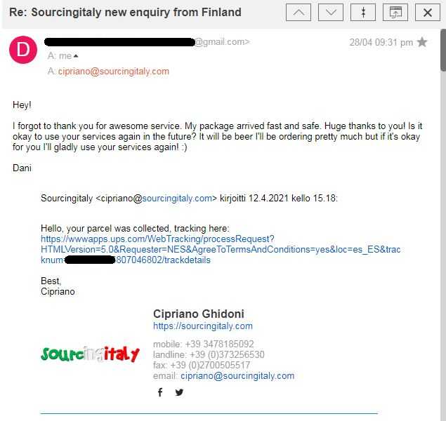 Parcel Redirect From Europe 335